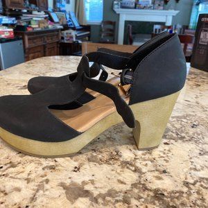 Old Navy strap black almost wedge heels